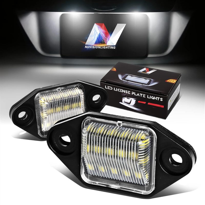 NUVISION LIGHTING Pair of LED License Plate Lights Compatible with 99-02 E150 E250 Econoline / 03-14 E150 E250, F6UZ-13550-AA, NVL-LPL-014 - Image 1